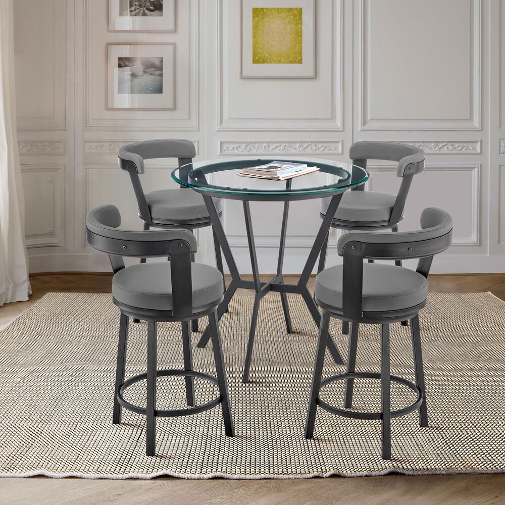 Blue River Naomi and Bryant 5-Piece Counter Height Dining Set in Matte Black, , large