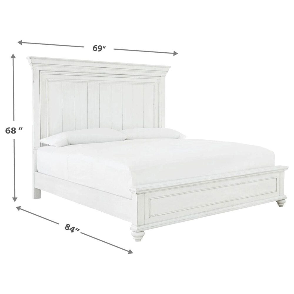 Ashley Kanwyn Queen Panel Bed in Distressed Whitewash, , large