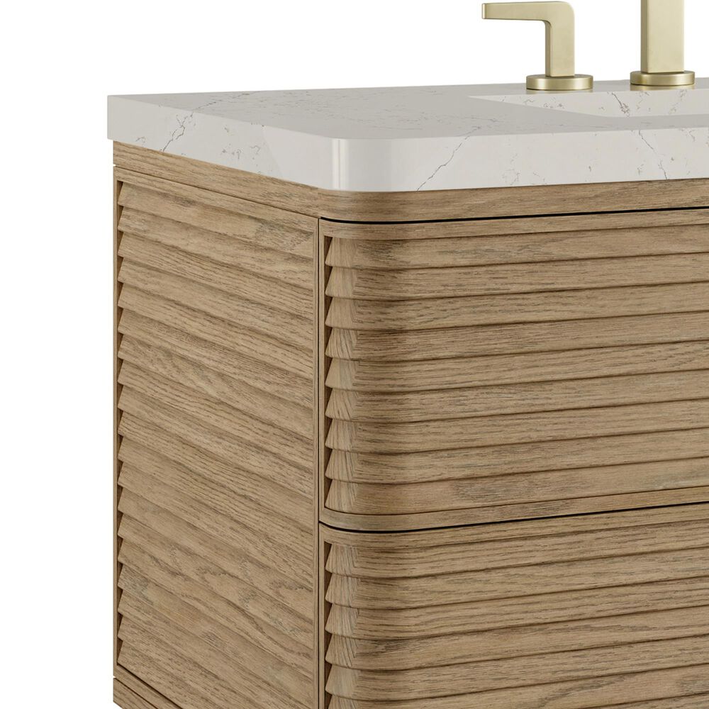 James Martin Allamari 36" Single Bathroom Vanity in Dune Mist with 3 cm Siberian Silestone Top and Rectangular Sink, , large