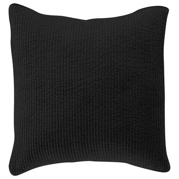 HiEnd Accents Stonewashed Velvet 27" Euro Sham in Black, , large