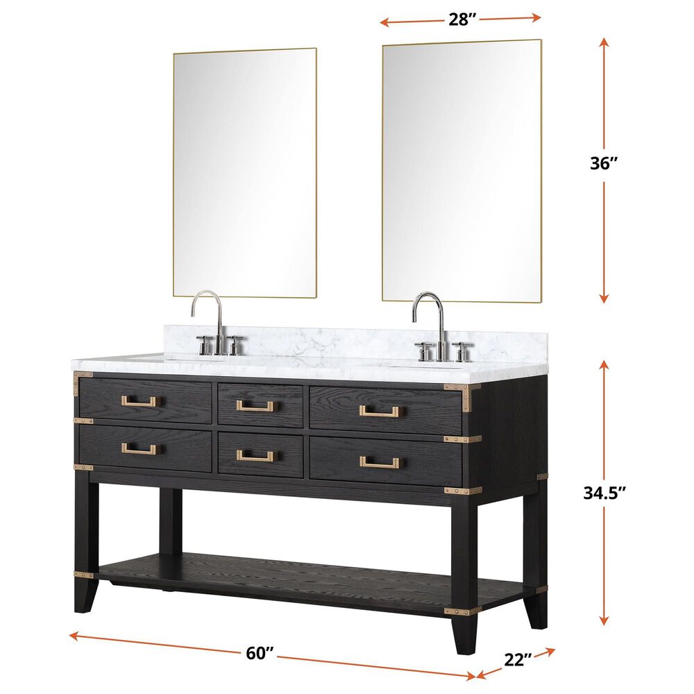 Lexora Home Norwalk 60&quot; Double Bathroom Vanity in Brown Oak with White Cultured Marble Top  and Rectangle Sink, , large