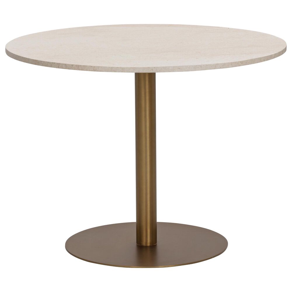 Club Collection By Sunpan Iska 39.5" Round Bistro Table in Cream and Antique Brass - Table Only, , large
