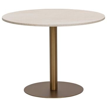 Club Collection By Sunpan Iska 39.5" Round Bistro Table in Cream and Antique Brass - Table Only, , large