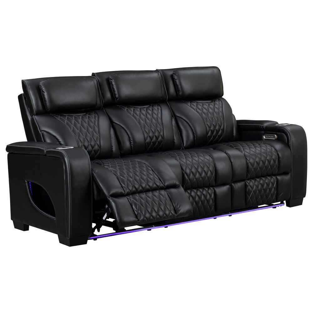 Titanic Furniture All Star Power Reclining Sofa with Power Headrest in Black, , large