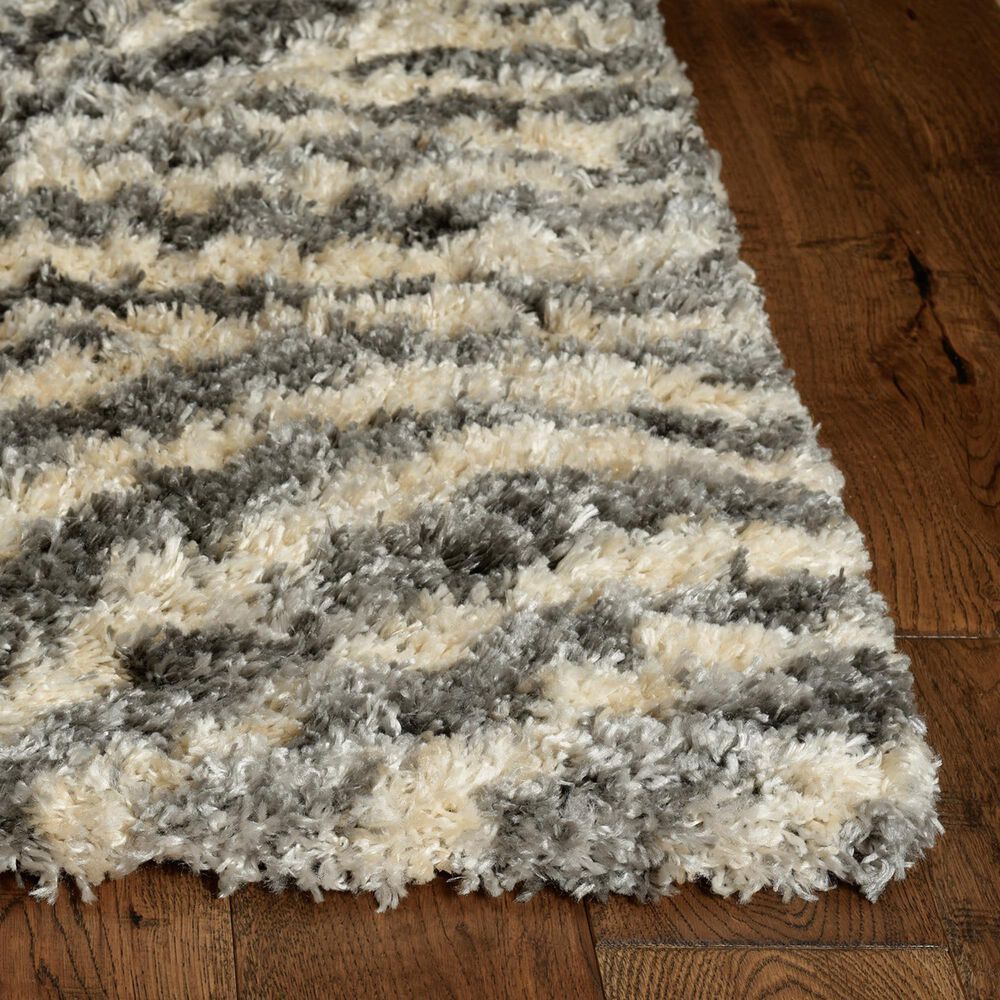 Kas Oriental Rugs Merino Waves 5&#39;3&quot; x 7&#39;7&quot; Charcoal Area Rug, , large