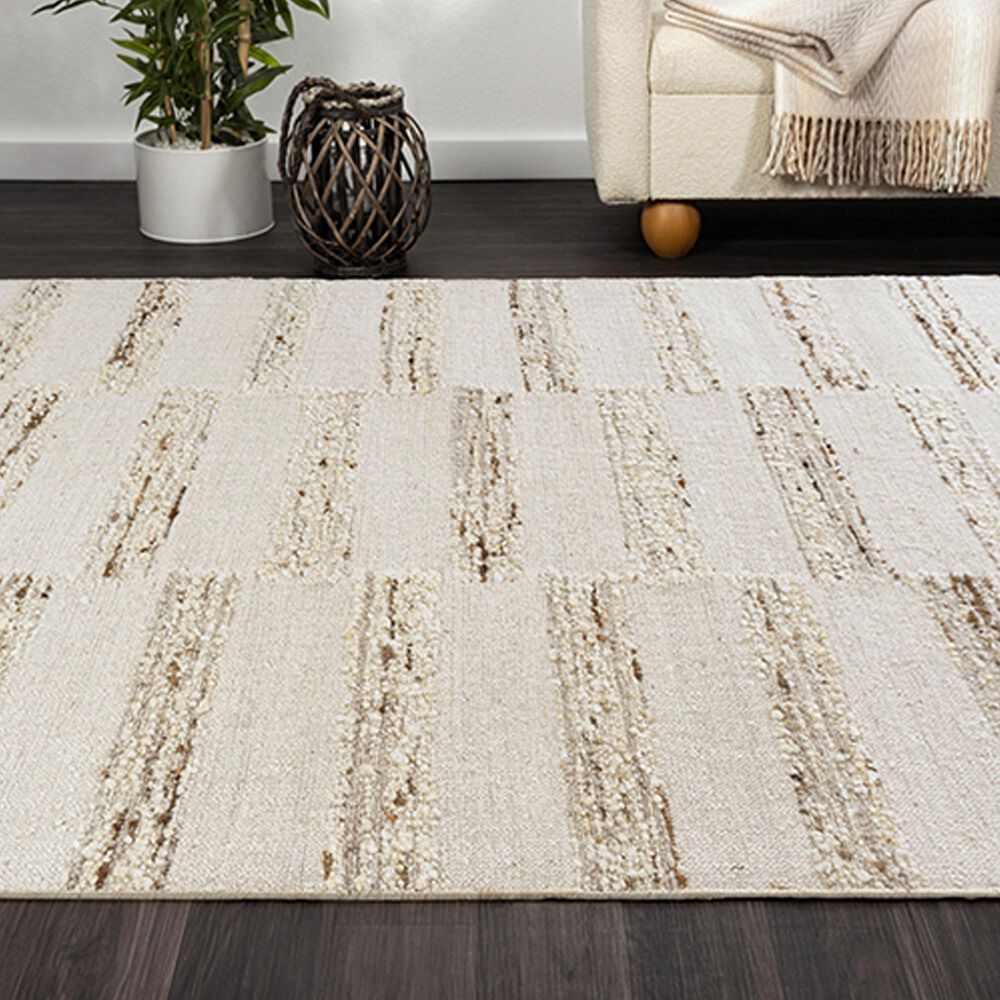 L&amp;R Resources Geoblend White and Beige 9' x 12' Area Rug, , large
