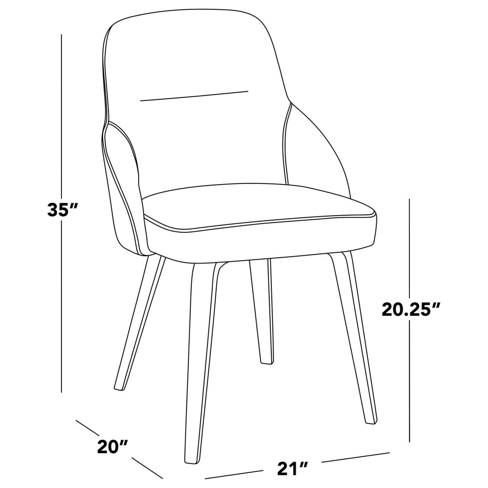 LumiSource York Side Chair with Brown Faux Leather Cushion in Whitewashed (Set of 2), , large