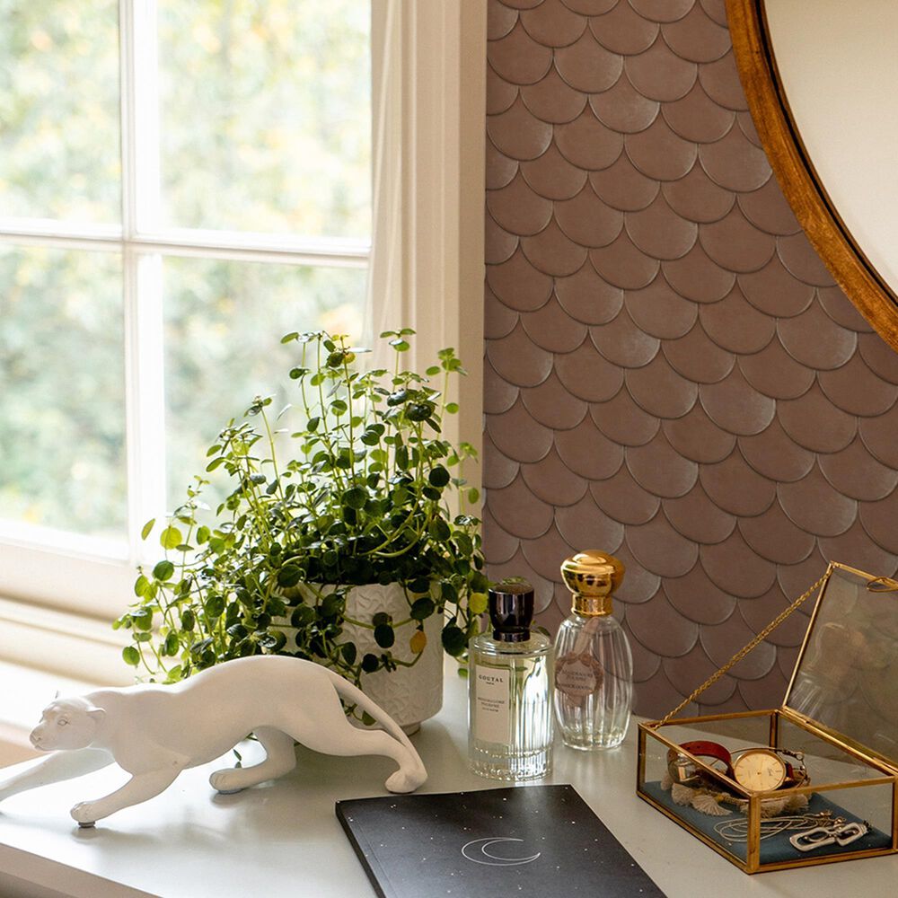 Tempaper Brass Belly 396&quot; x 20.5&quot; Peel and Stick Wallpaper in Blush, , large