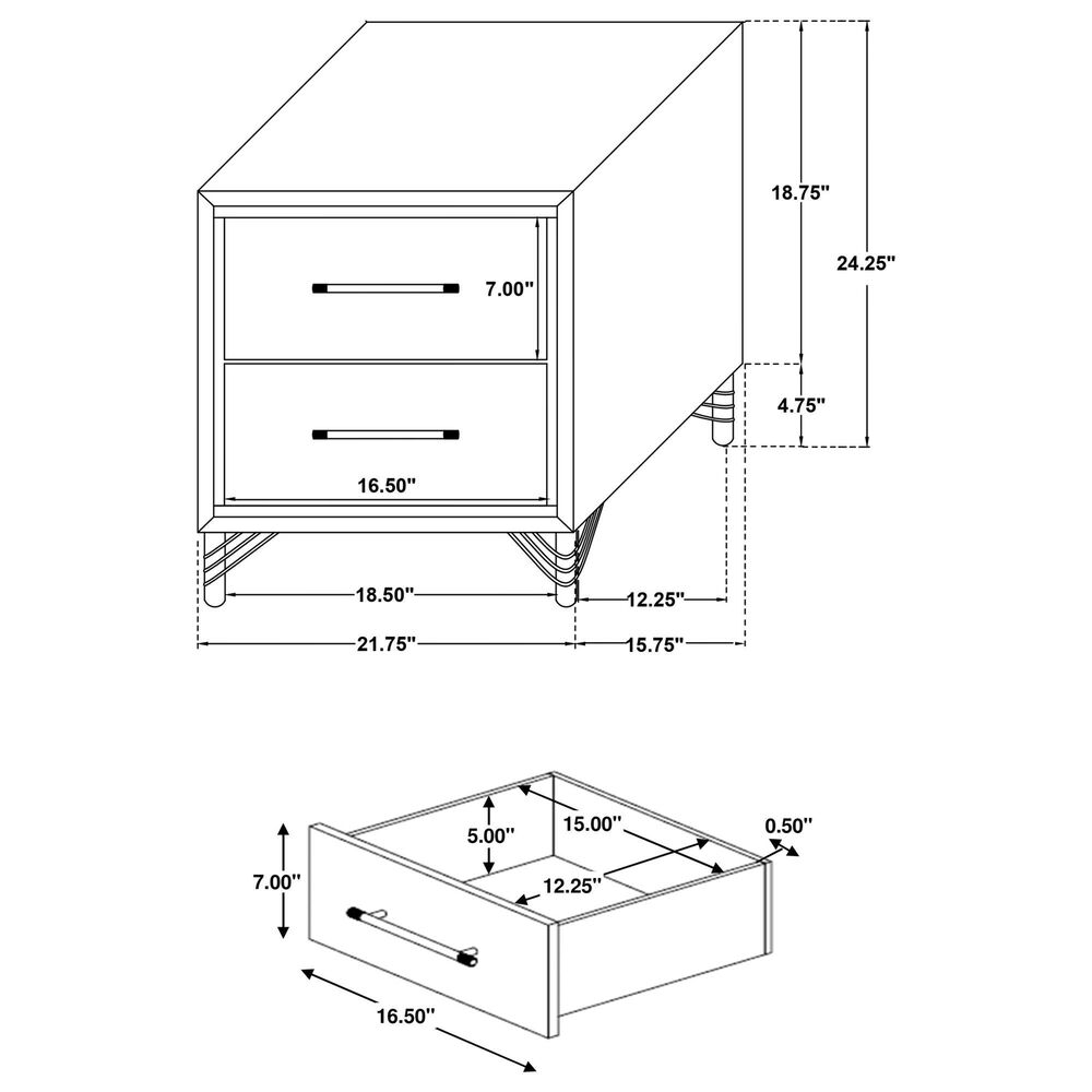Pacific Landing Lucia 2-Drawer Nightstand in Bright White and Gold, , large