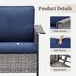 Sunwell Garden Patio Stationary Chair with Brown Frame and Square Armrests in Navy (Set of 2), , large