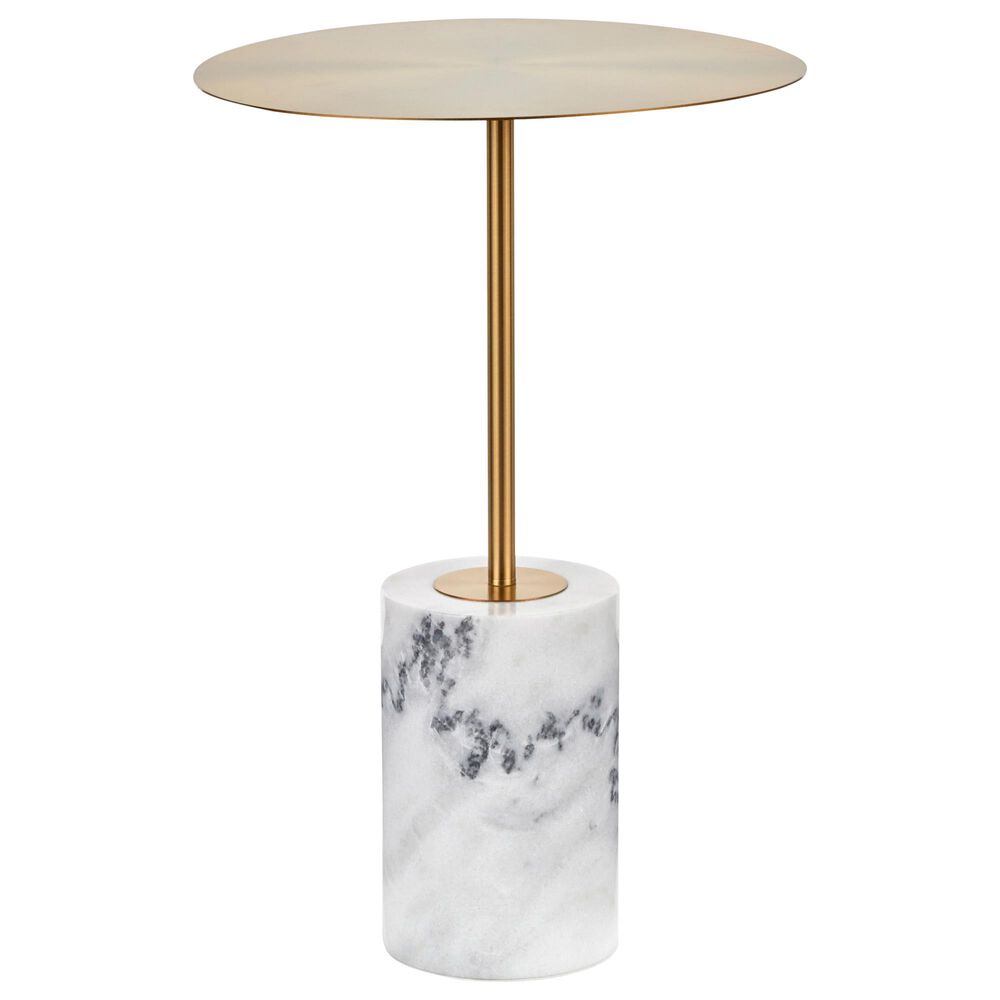 Lumisource Symbol Side Table in White Marble and Gold, , large