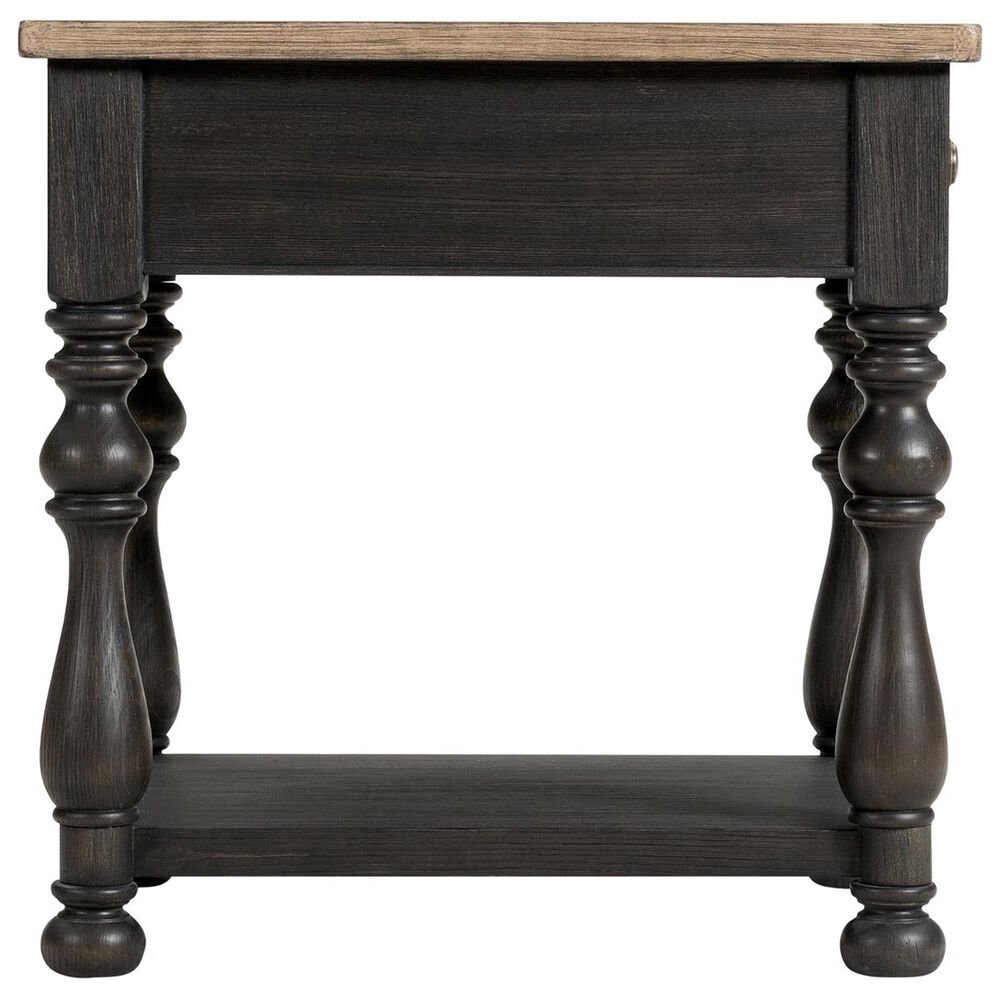 Riverside Furniture Barrington 1-Drawer Side Table in Antique Oak and Matte Black, , large