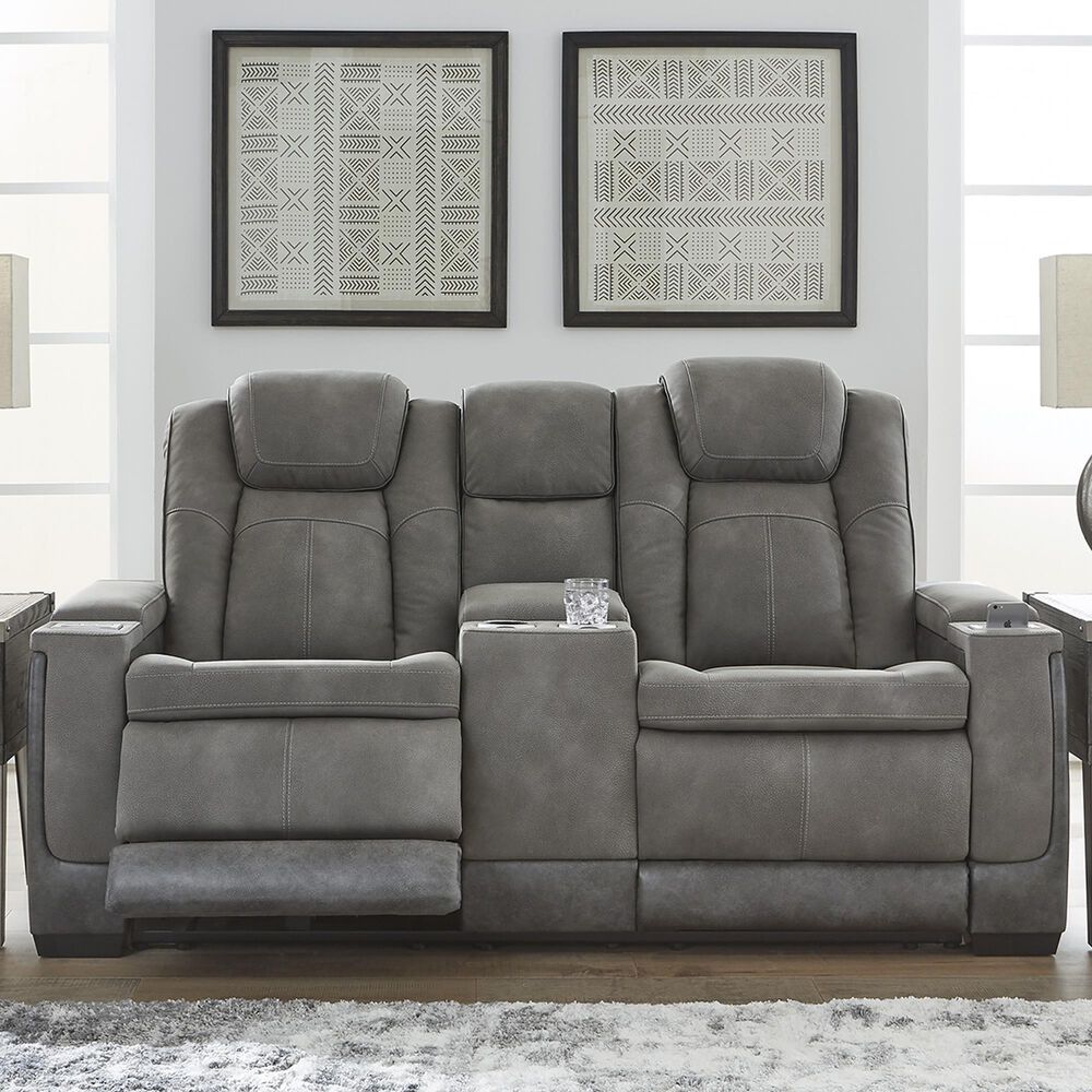 Ashley Next-Gen DuraPella Power Reclining Loveseat with Console in Slate, , large