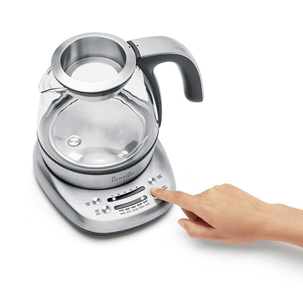 Breville 34 Oz Smart Tea Infuser Compact Electric Kettle in Brushed Stainless Steel and Clear, , large