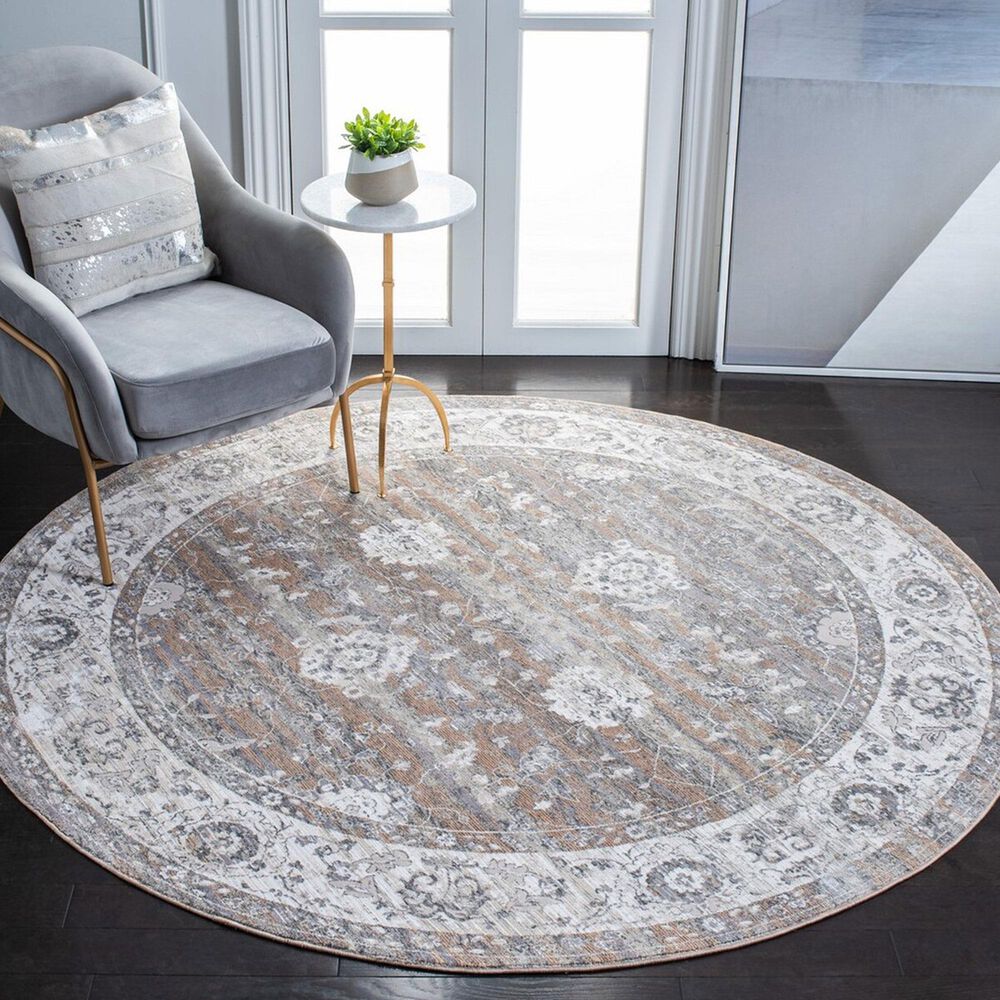 Safavieh Webster WBS326G 6&#39;7&quot; Round Grey and Beige Area Rug, , large