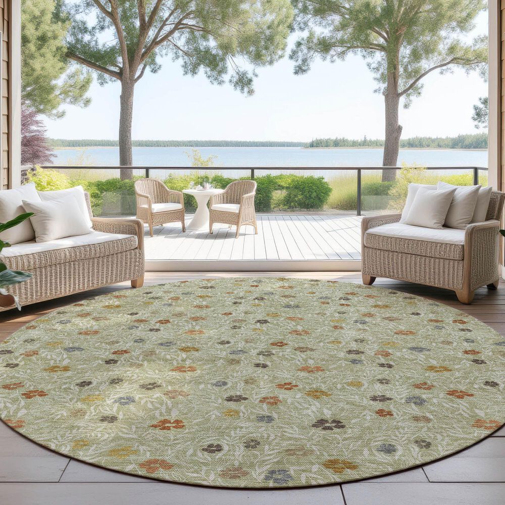 Dalyn Rug Company Soft Essentials Floral Cactus 8' Round Indoor/Outdoor Area Rug, , large