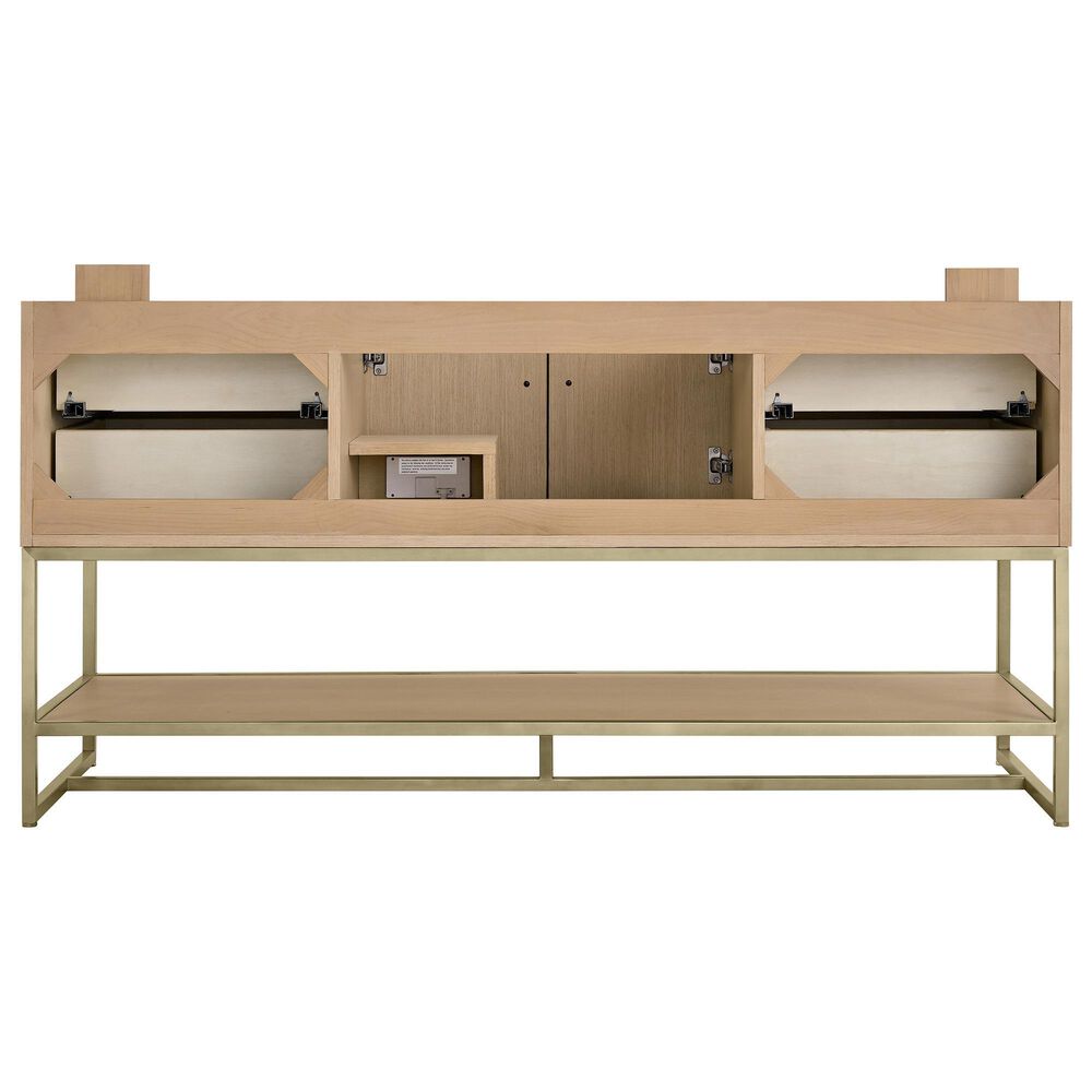 37B Mauri 60" Single Bathroom Vanity with Metal Base in Warm Oak and White Composite Stone Top, , large