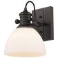 Golden Lighting Hines 1-Light Semi Flush in Rubbed Bronze with Opal Glass, , large