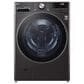LG 5 Cu. Ft. Front Load Washer and 7.4 Cu. Ft. Gas Dryer Laundry Pair with Pedestals in Black Steel, , large