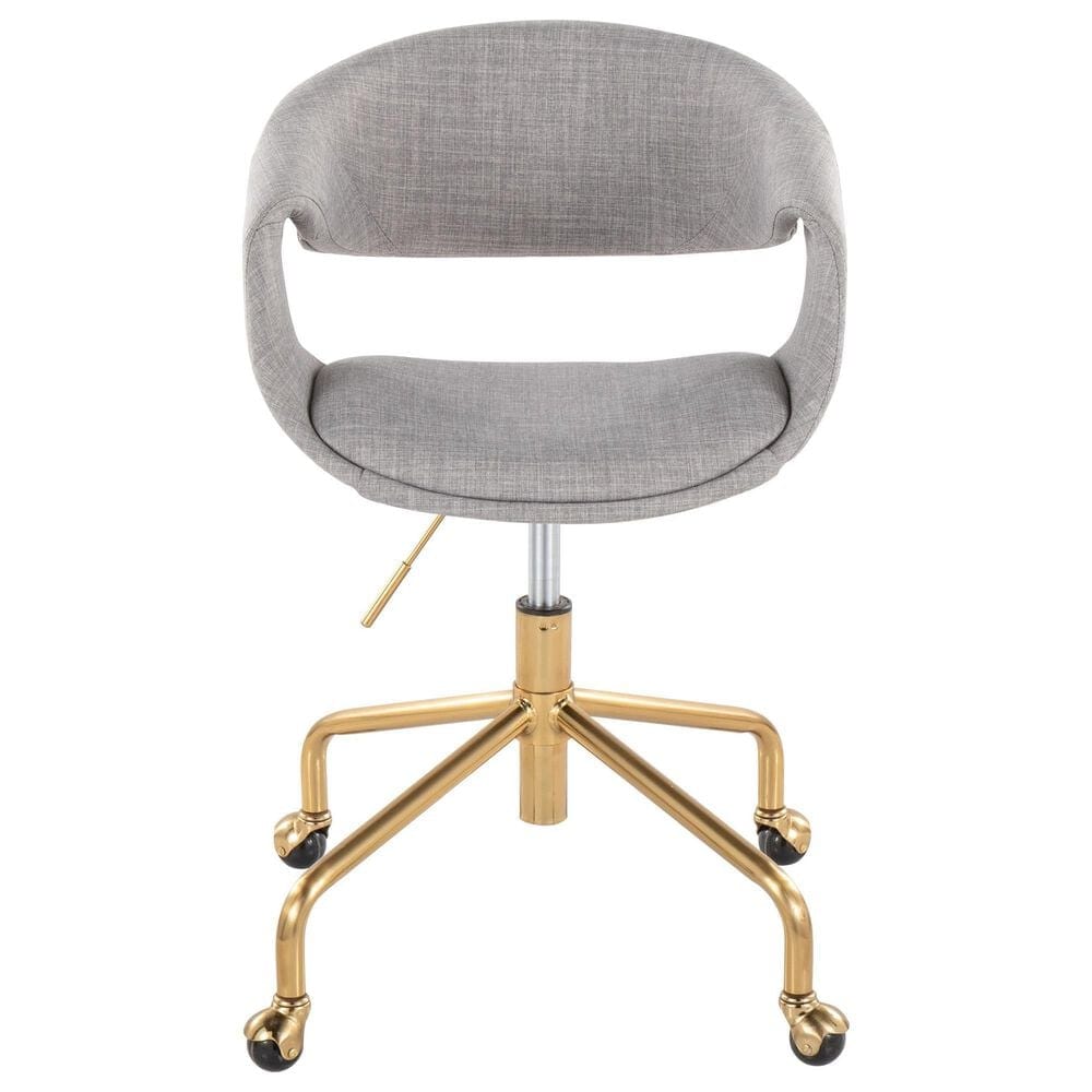 Lumisource Curvo Task Chair with Grey Cushion in Gold, , large