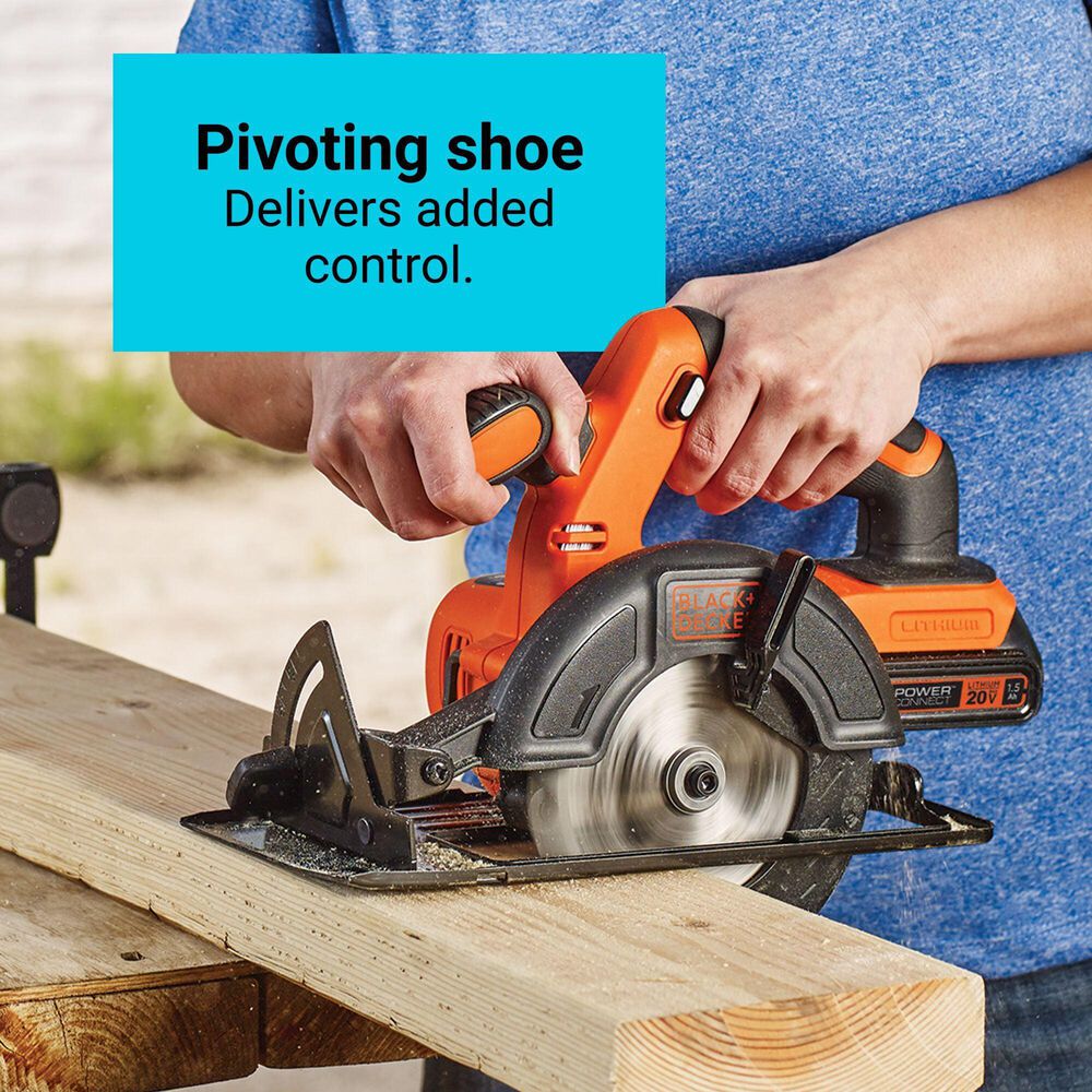 Black &amp; Decker 20V Max Powerconnect 5.5&quot; Cordless Circular Saw Tool in Black and Orange, , large