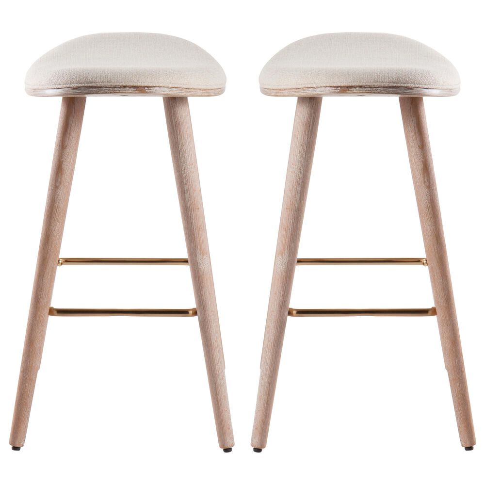 Lumisource Saddle 26&quot; Counter Stool in Cream/White Washed/Gold &#40;Set of 2&#41;, , large