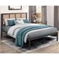Hearth and Haven Full Platform Bed with Faux Cane Panel Headboard in Dark Bronze, , large