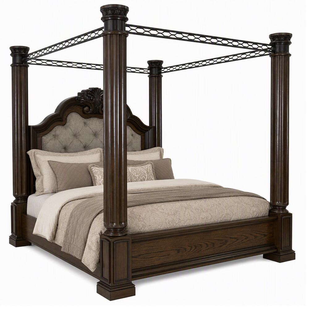 Ashley Maylee King Canopy Bed  in Dark Brown, , large