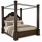 Ashley Maylee King Canopy Bed  in Dark Brown, , large