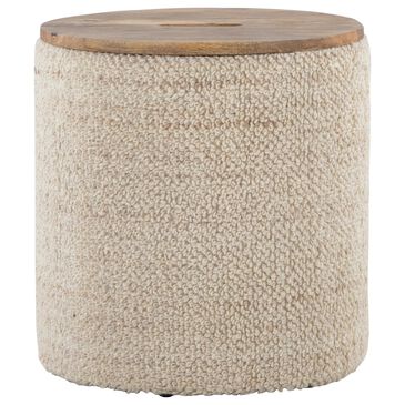 LumiSource Tahoe 17" Storage Ottoman with Mango Wood Top in Beige, , large