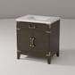 Lexora Home Laurel 30" Single Bathroom Vanity in Brown Oak with White Quartz Top and Rectangular Sink, , large