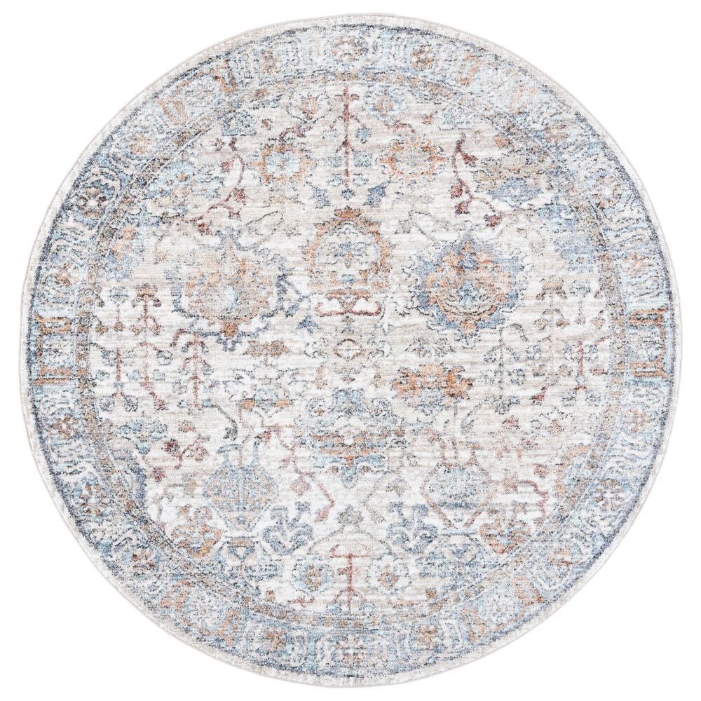 Safavieh Jasmine JSM319A 5"3" Round Ivory and Blue Area Rug, , large