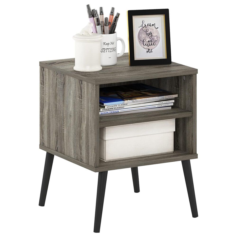 HOMLUX Claude 2-Tier Square End Table in French Oak Grey, , large