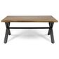 Hearth and Haven Outdoor Coffee Table with Metal X-Frame Base in Brown and Black, , large