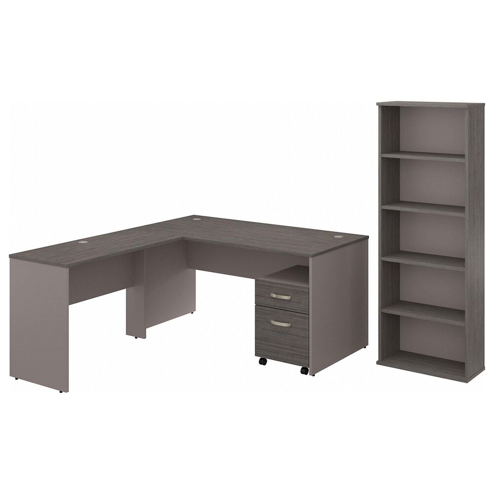 Bush Contemporary 3-Piece L-Shaped Desk Set in Pewter and Cocoa , , large