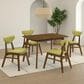 Armen Living Amaris Side Chair with Olive Green Upholstery in Warm Walnut (Set of 4), , large