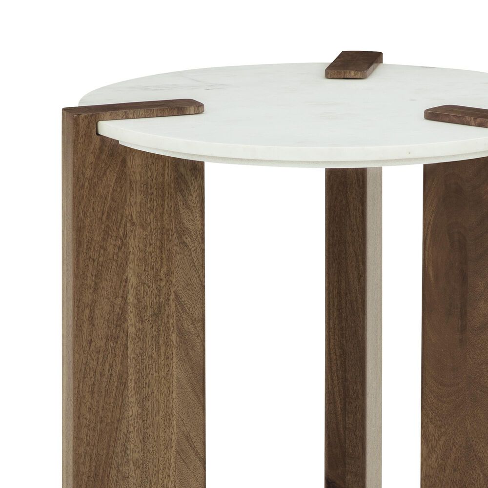 Ashley Isanti Round End Table in White and Brown, , large