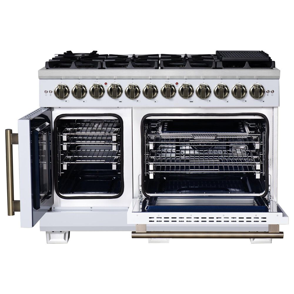 Forno Capriasca 48" Freestanding French Door Dual Fuel Range in White, , large