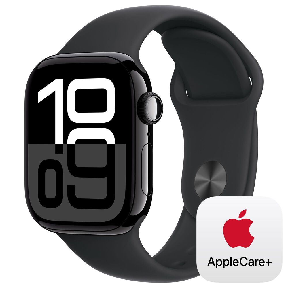Apple Watch Series 10 GPS + Cellular 42mm Jet Black Aluminum Case with Black Sport Band - M/L, , large