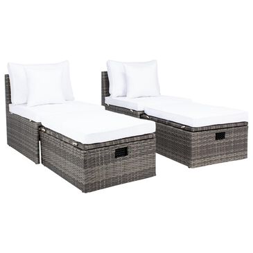 Safavieh Beatrix Patio Settee with Ottoman in Grey and Brown, , large