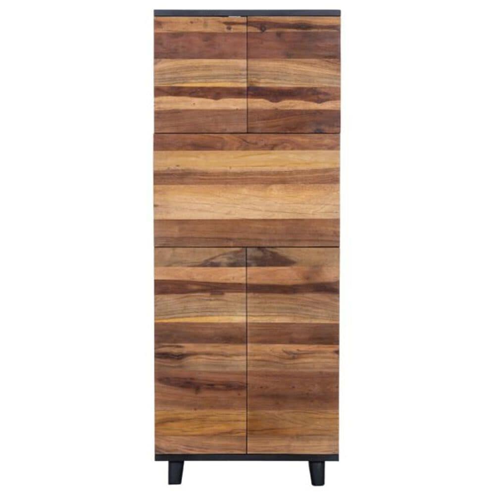 Home Trends &amp; Design Santa Fe 72&quot; Bar Cabinet in Natural and Matte Black, , large