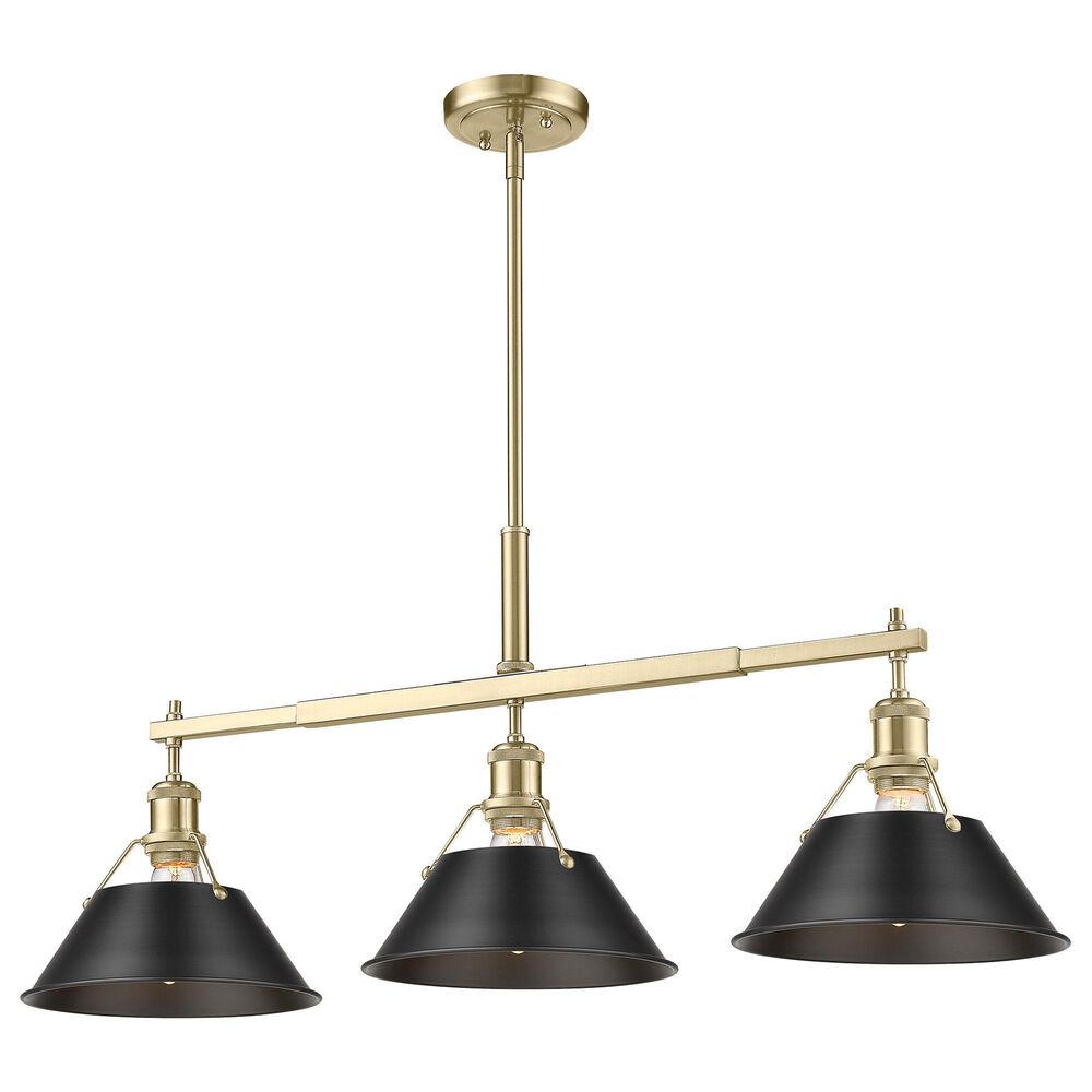 Golden Lighting Orwell 3-Light Linear Pendant with Matte Black Shade in Brushed Champagne Bronze, , large