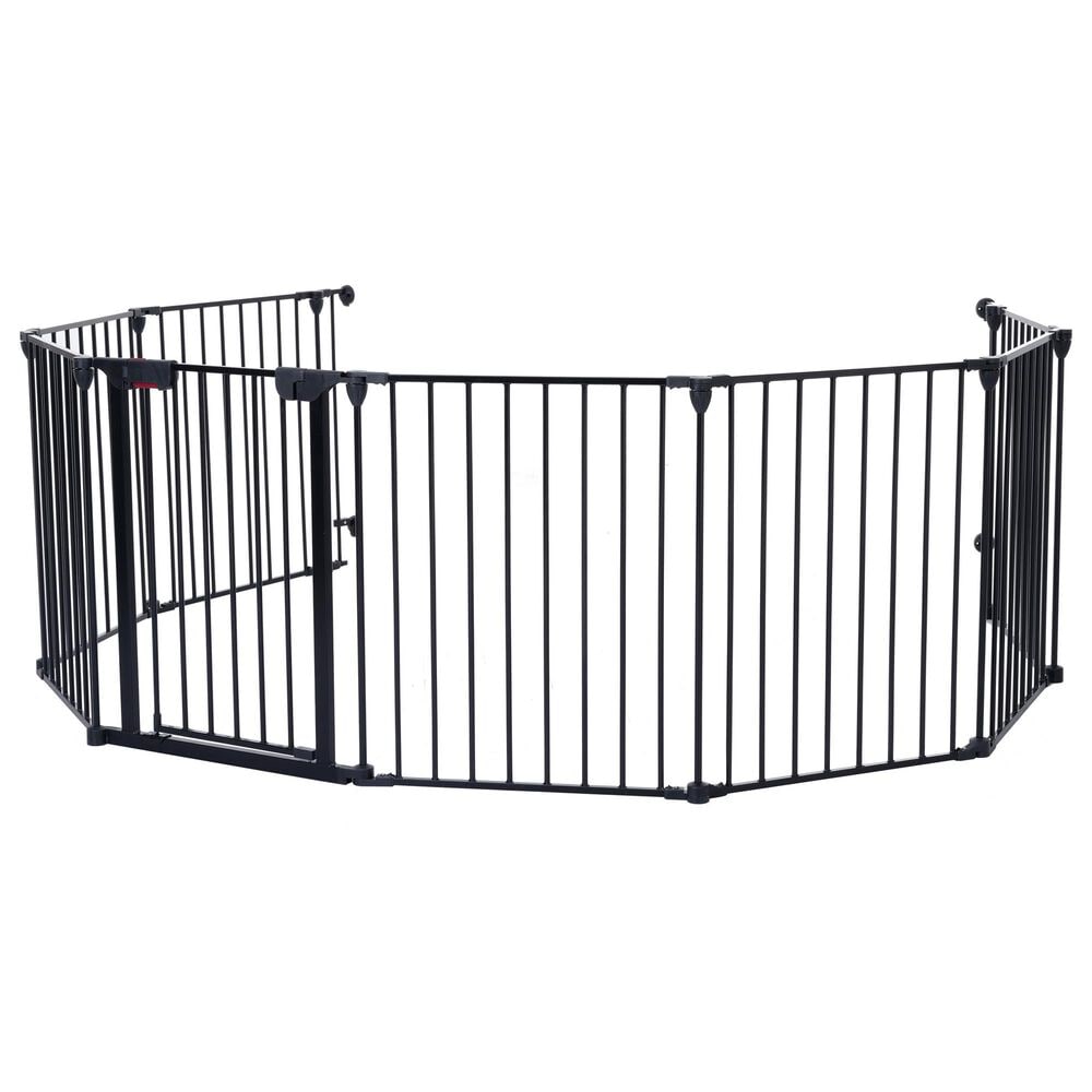 HOMLUX 8-Panel Adjustable Pet Gate in Black, , large