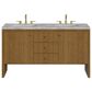 James Martin Hudson 60" Double Bathroom Vanity in Honey Oak with 3 cm Victorian Silver Silestone Top and Rectangular Sinks, , large