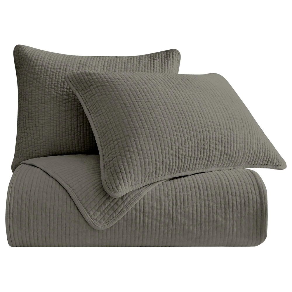HiEnd Accents Stonewashed Velvet 3-Piece Full/Queen Quilt Set in Gray, , large