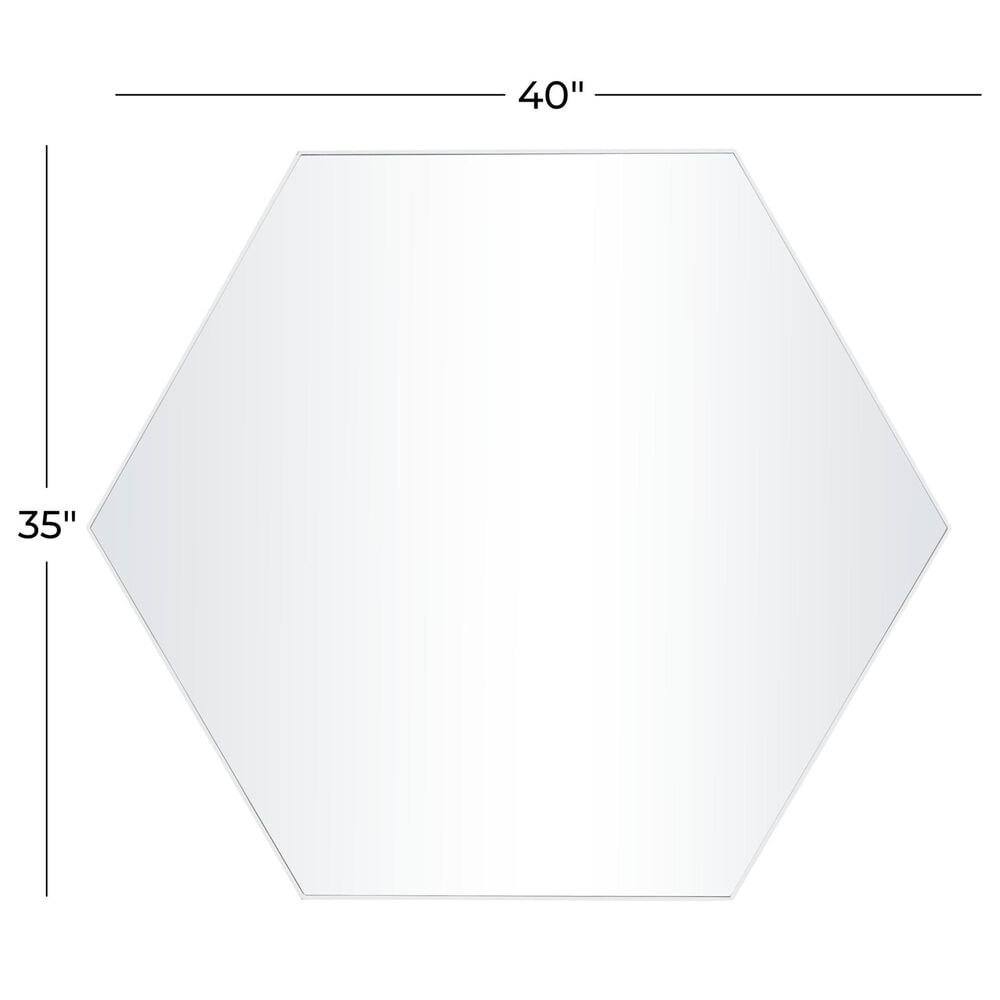 Maple and Jade 40&quot; Hexagon Wood Wall Mirror with Thin Minimalistic Frame in White, , large