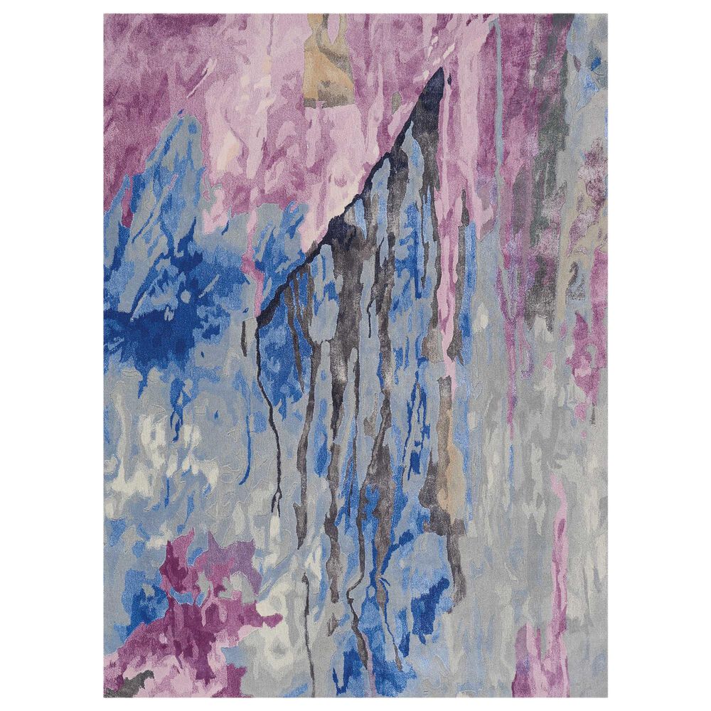 Nourison Prismatic PRS11 5"7" x 7"5" Silver, Purple and Blue Area Rug, , large