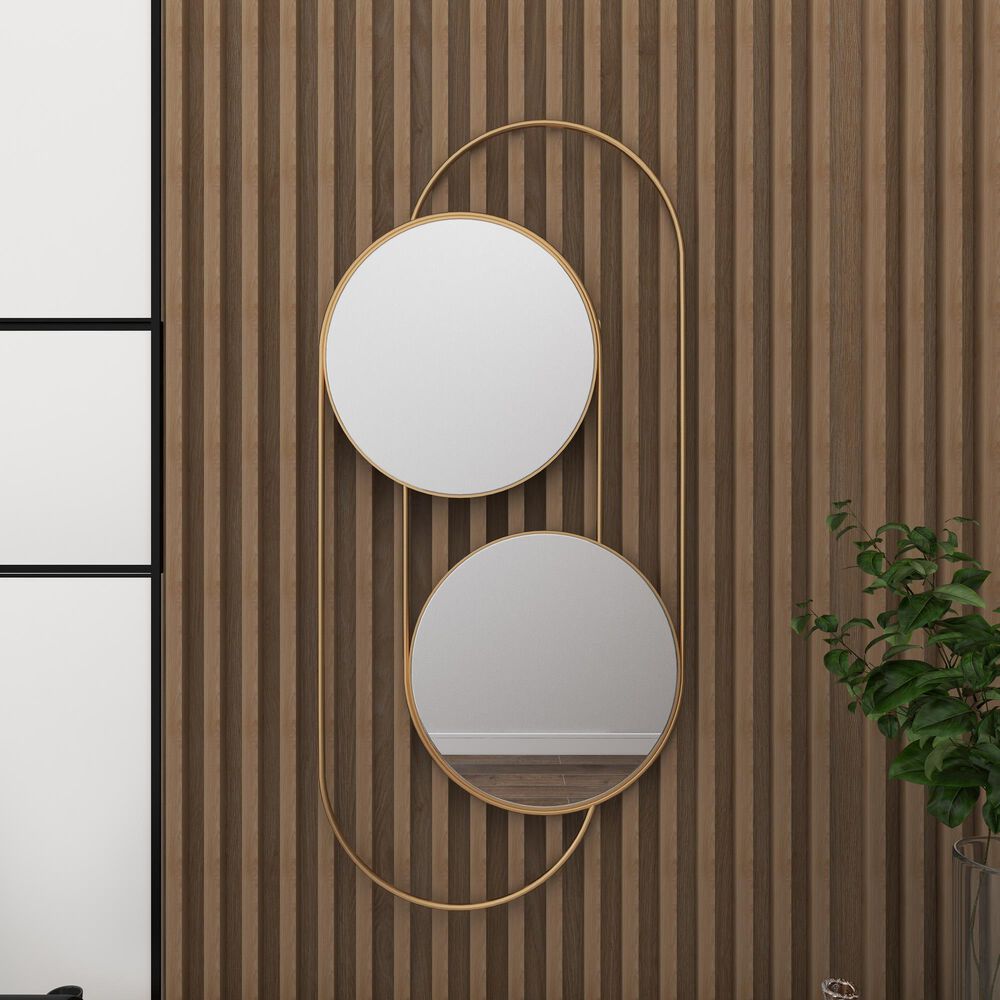 Maple and Jade 20&quot; x 43&quot; Wall Mirror in Matte Gold, , large