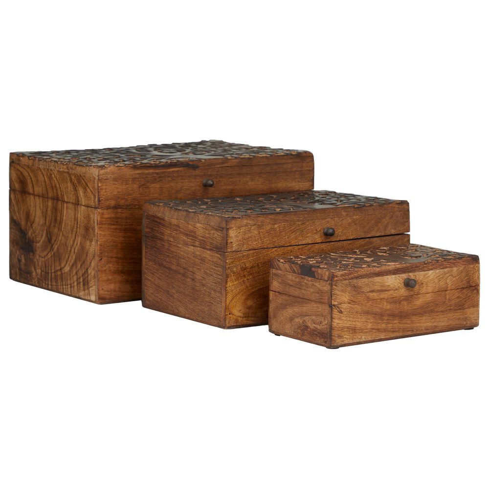 Maple and Jade Rustic Box in Brown (Set of 3), , large