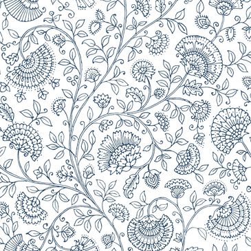 NextWall Paisley Trail 216" x 20.5" Peel and Stick Wallpaper in Midnight Blue, , large